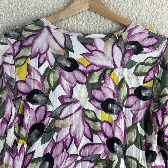 NWT JM Collection Womens White Purple Floral 3/4 Sleeve Pullover Blouse S SMALL - Picture 9 of 14